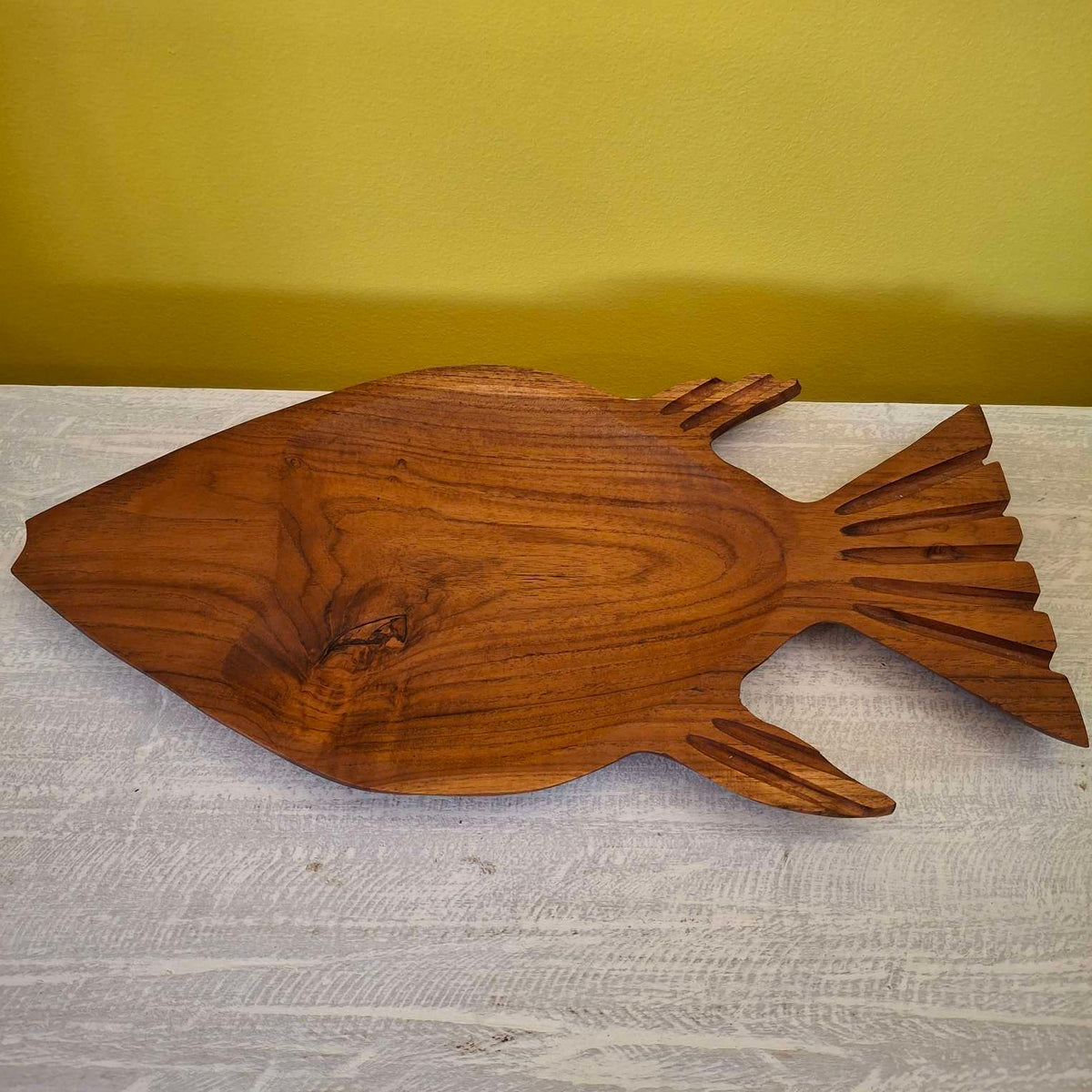 Vassoio etnico da portata pesce in legno teak - ETNICBAY