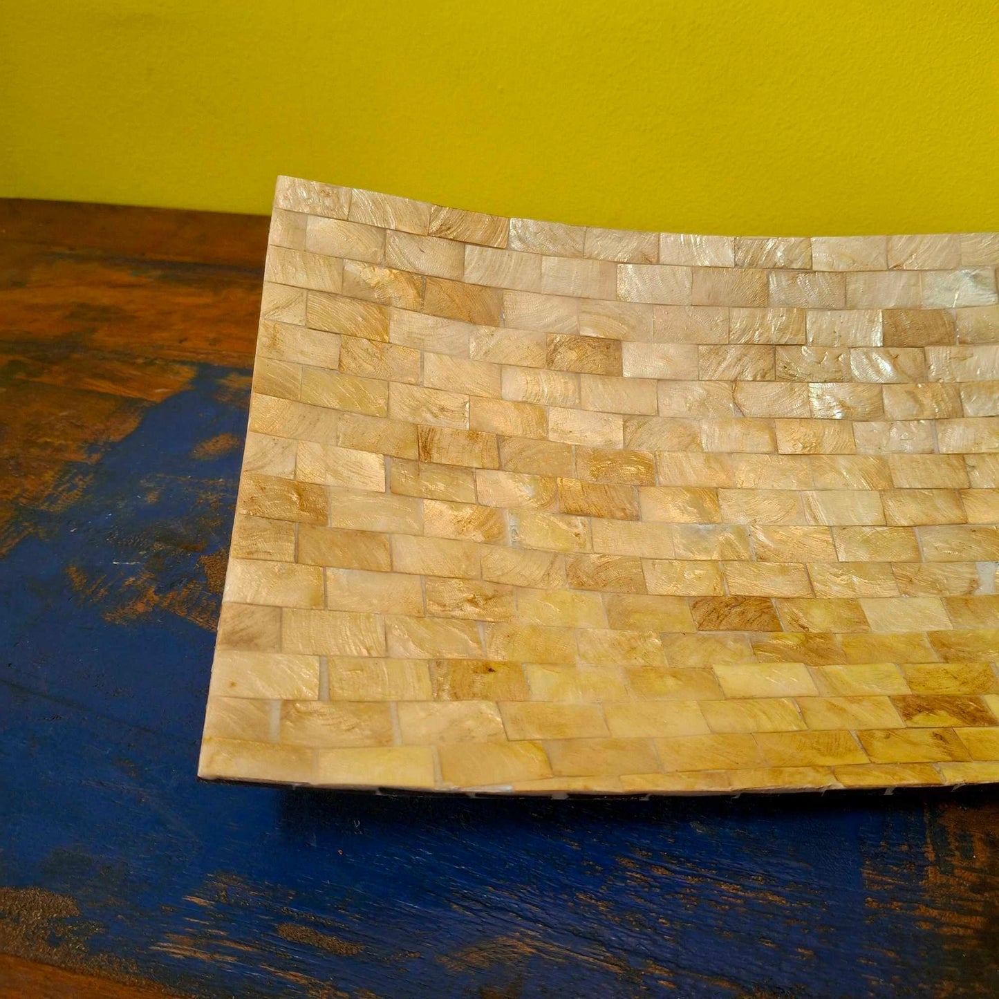 Rectangular mother of pearl centerpiece tray