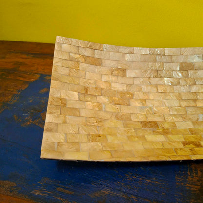 Rectangular mother of pearl centerpiece tray