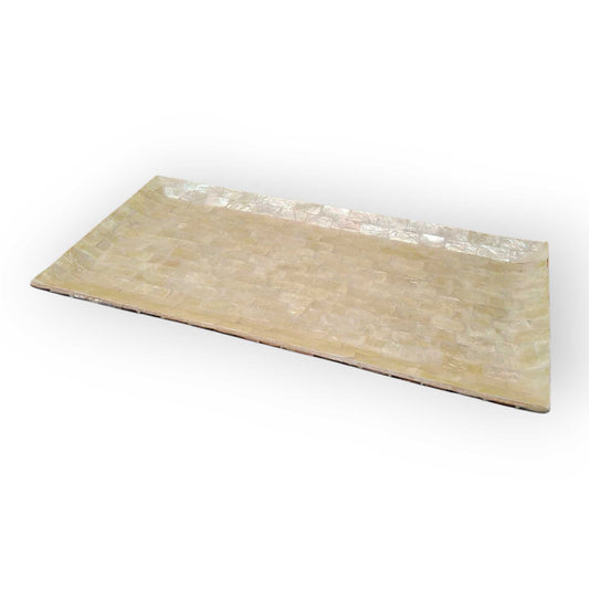 Plateau rectangulaire en nacre argentée