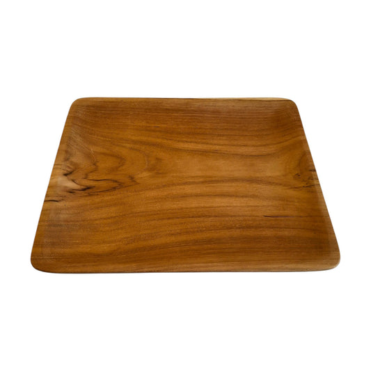 Handcrafted tray in natural teak wood