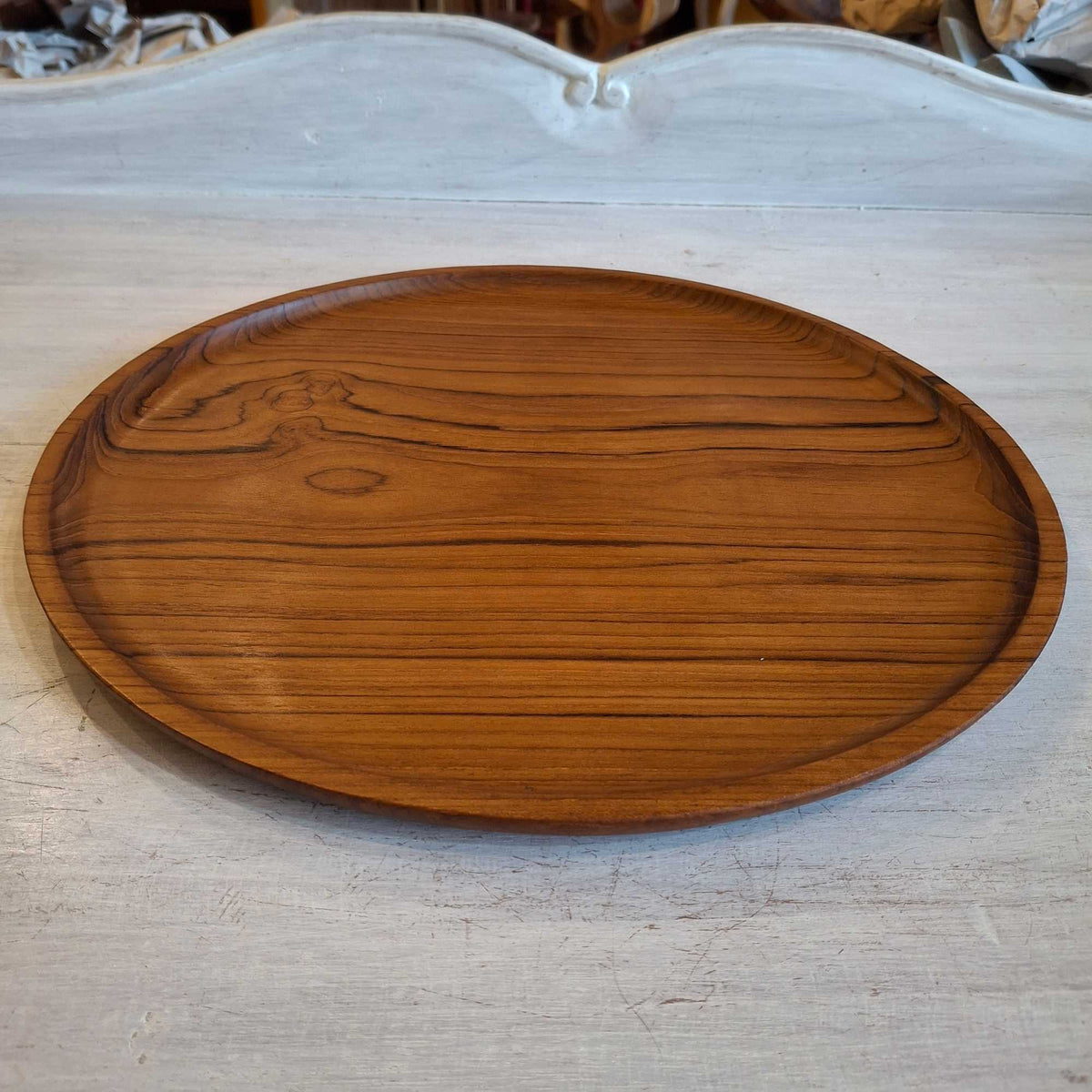 Piatto per pizza vassoio in teak svuota tasche