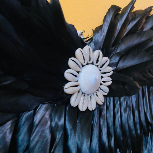 Ailes de démon ou d'ange, plumes, coquillages, décorations