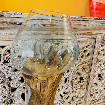 Ethnic vase, aquarium, root and glass