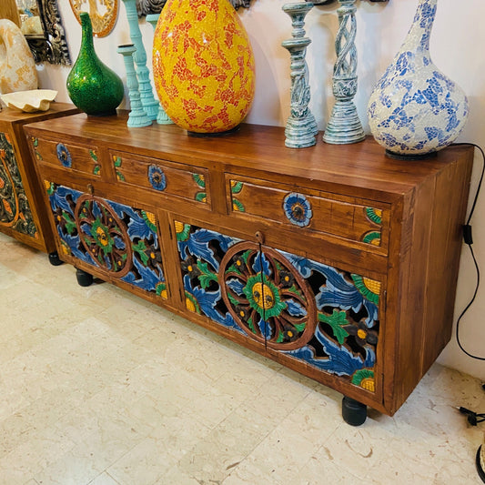 Buffet ethnique en bois de teck, meuble TV