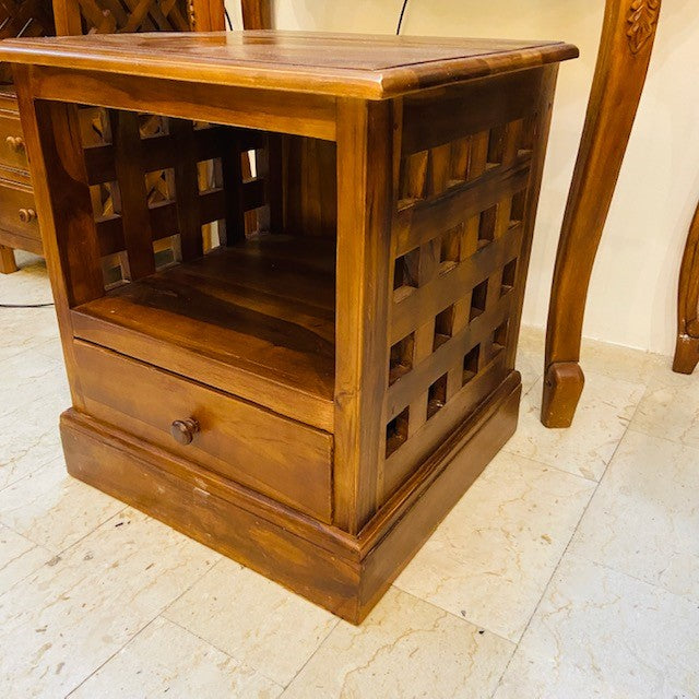 Comodino etnico legno teak mobiletto arte povera - ETNICBAY