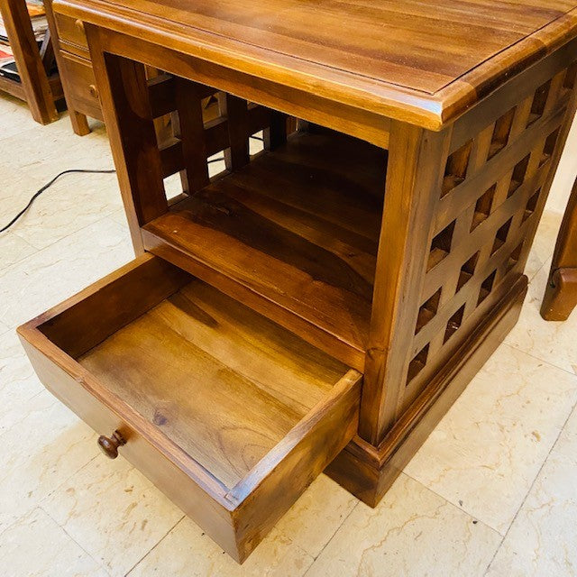Comodino etnico legno teak mobiletto arte povera - ETNICBAY