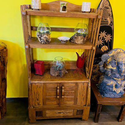 Ethnic sideboard teak wood shabby chic bookcase