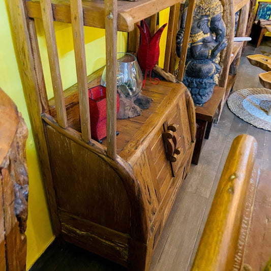 Buffet ethnique en bois de teck style shabby chic bibliothèque