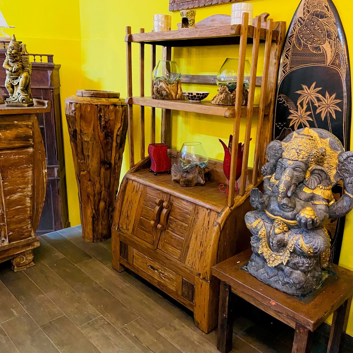 Ethnic sideboard teak wood shabby chic bookcase