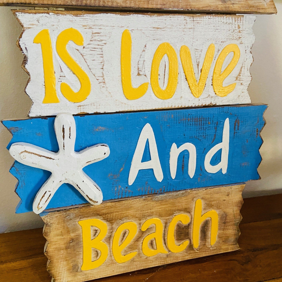 Quadro etnico legno cartello deco love and beach - ETNICBAY