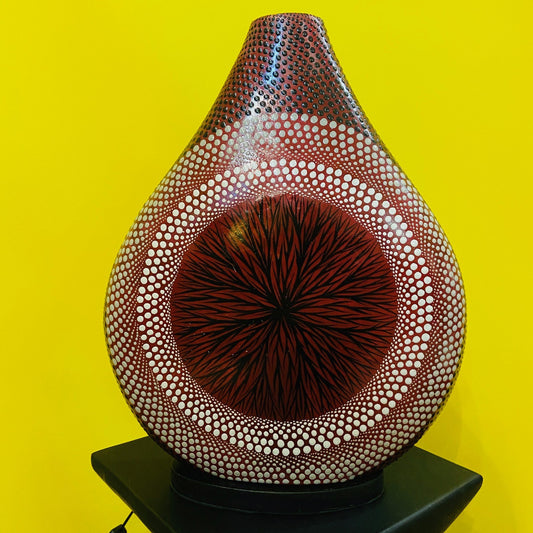 Lampada Etnica Bottiglia Abatjour Design Loto rosso - ETNICBAY