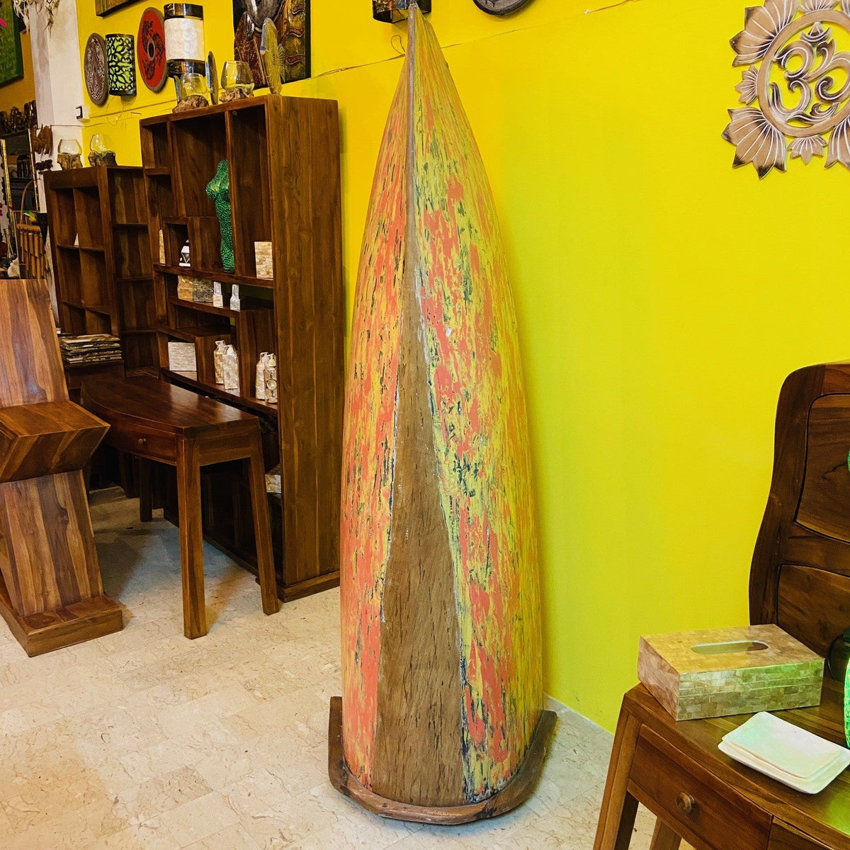Libreria canoa in teak mobile etnico espositore - ETNICBAY