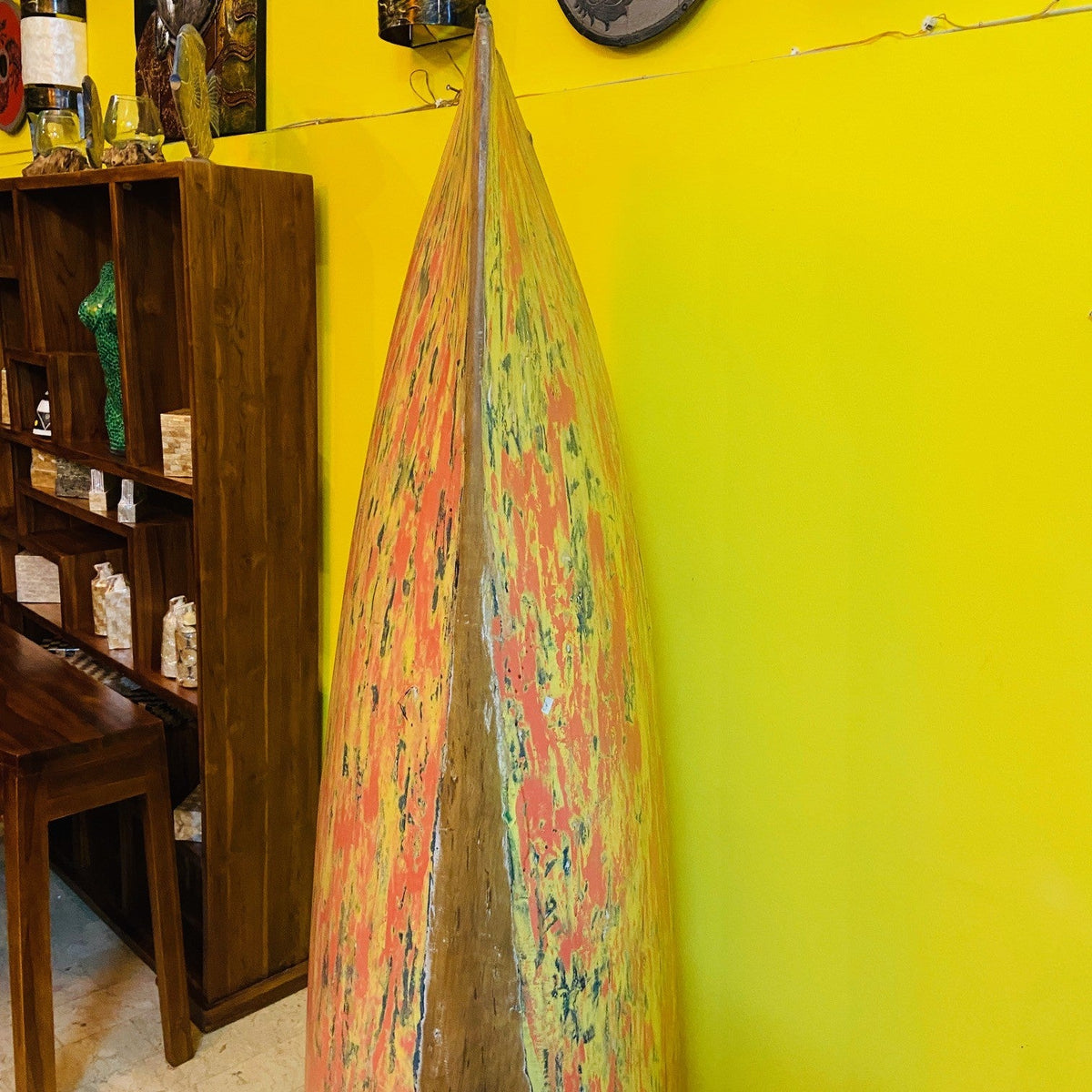 Libreria canoa in teak mobile etnico espositore - ETNICBAY