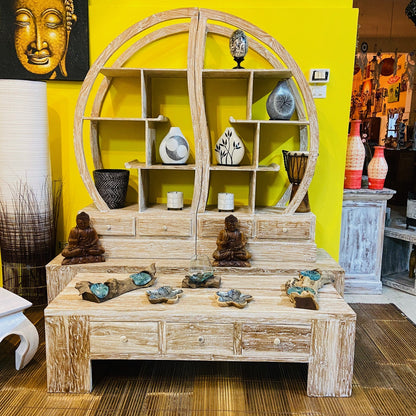 Table basse en teck de style shabby chic