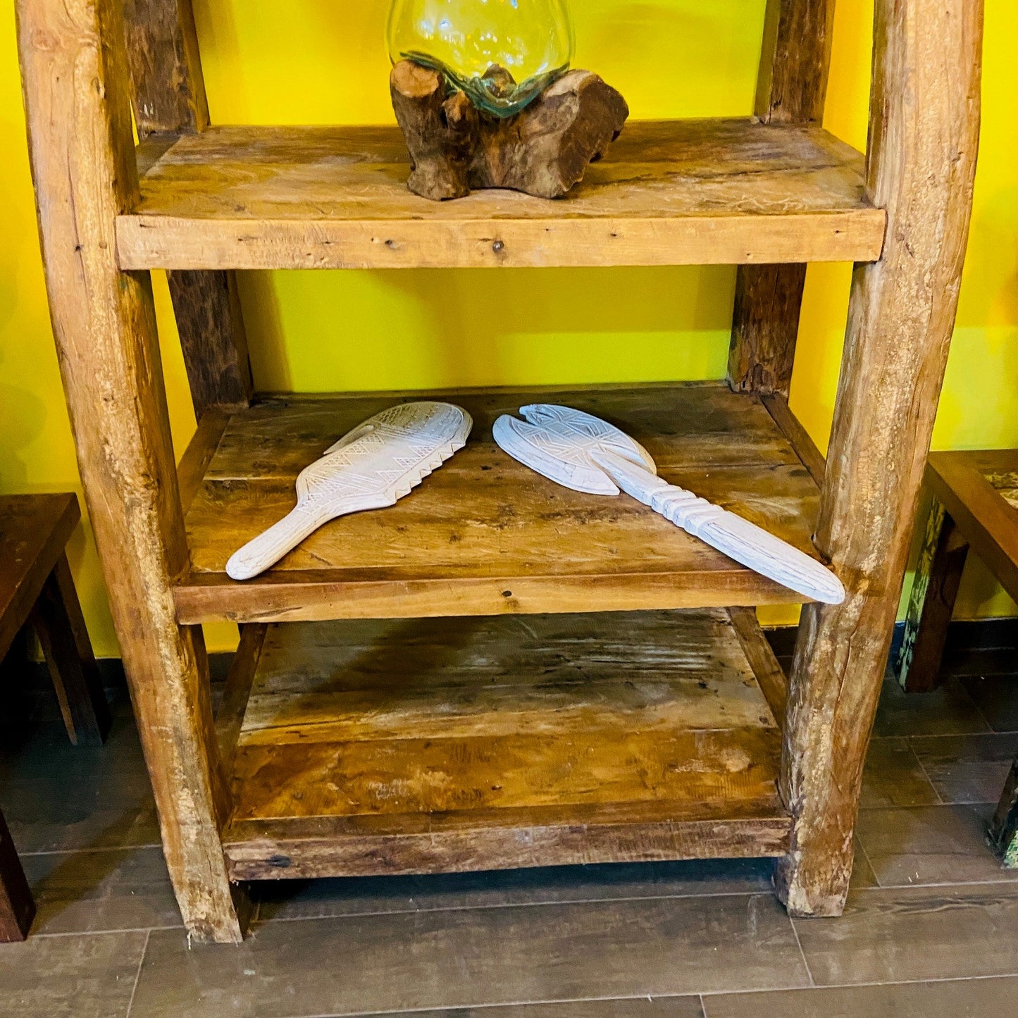 Libreria Etnica Scaffale Teak Mobile Espositore