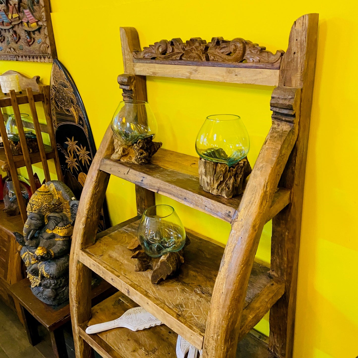 Libreria Etnica Scaffale Teak Mobile Espositore