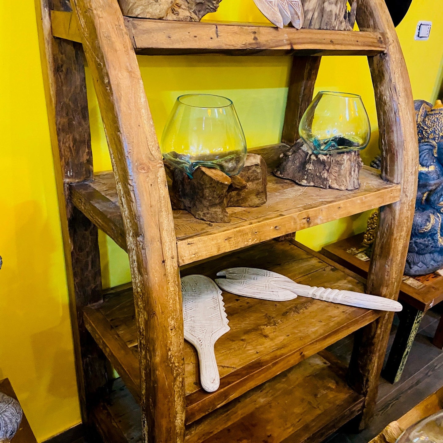 Libreria Etnica Scaffale Teak Mobile Espositore