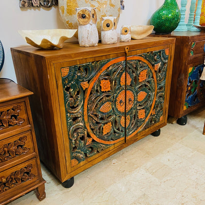 Buffet sculpté ethnique meuble TV buffet