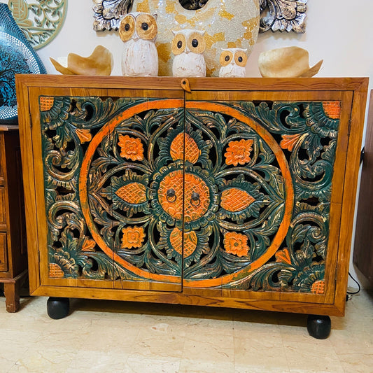 Buffet sculpté ethnique meuble TV buffet