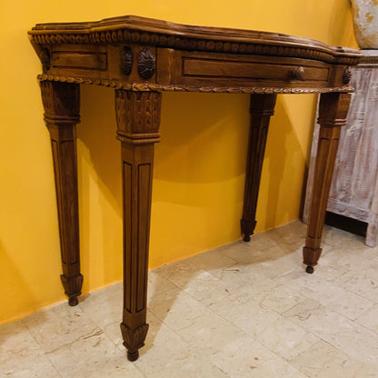 Scrivania Etnica Legno Teak Scrittoio Coloniale