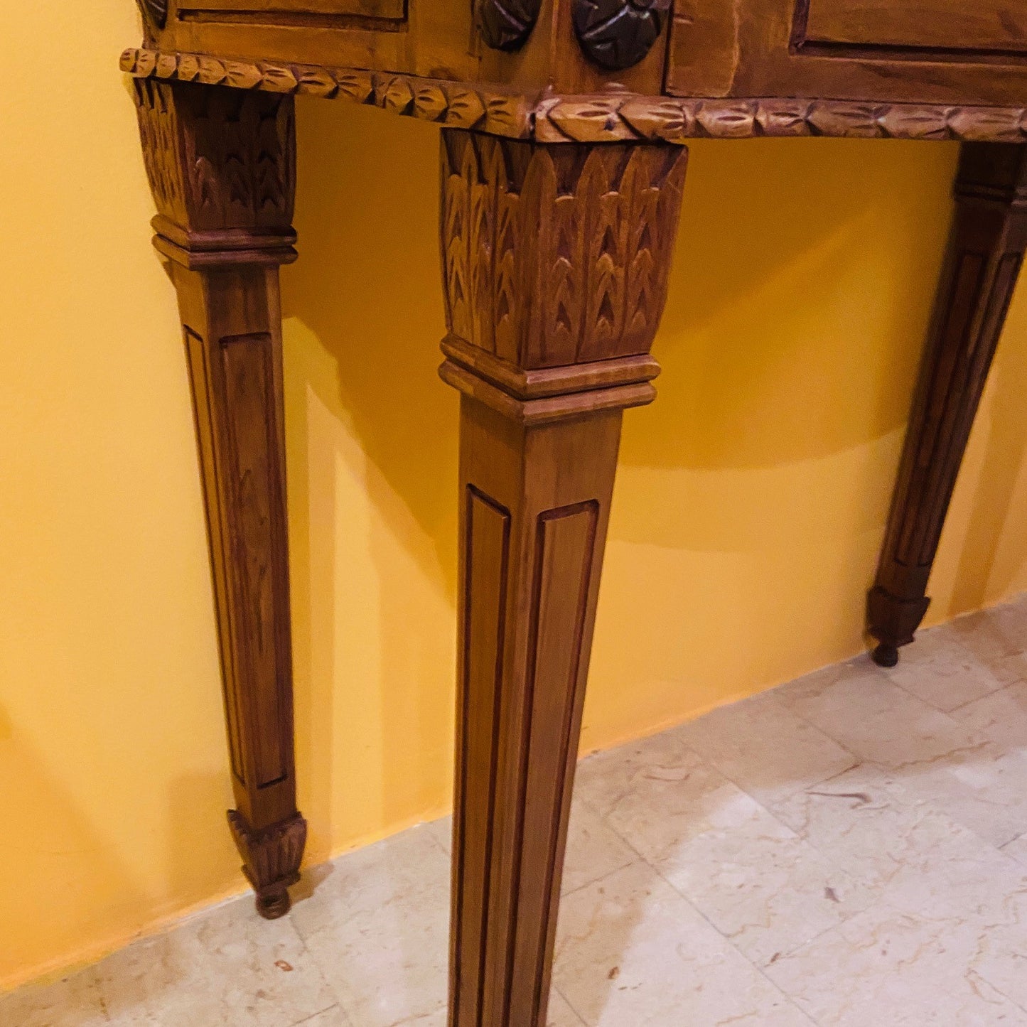 Scrivania Etnica Legno Teak Scrittoio Coloniale