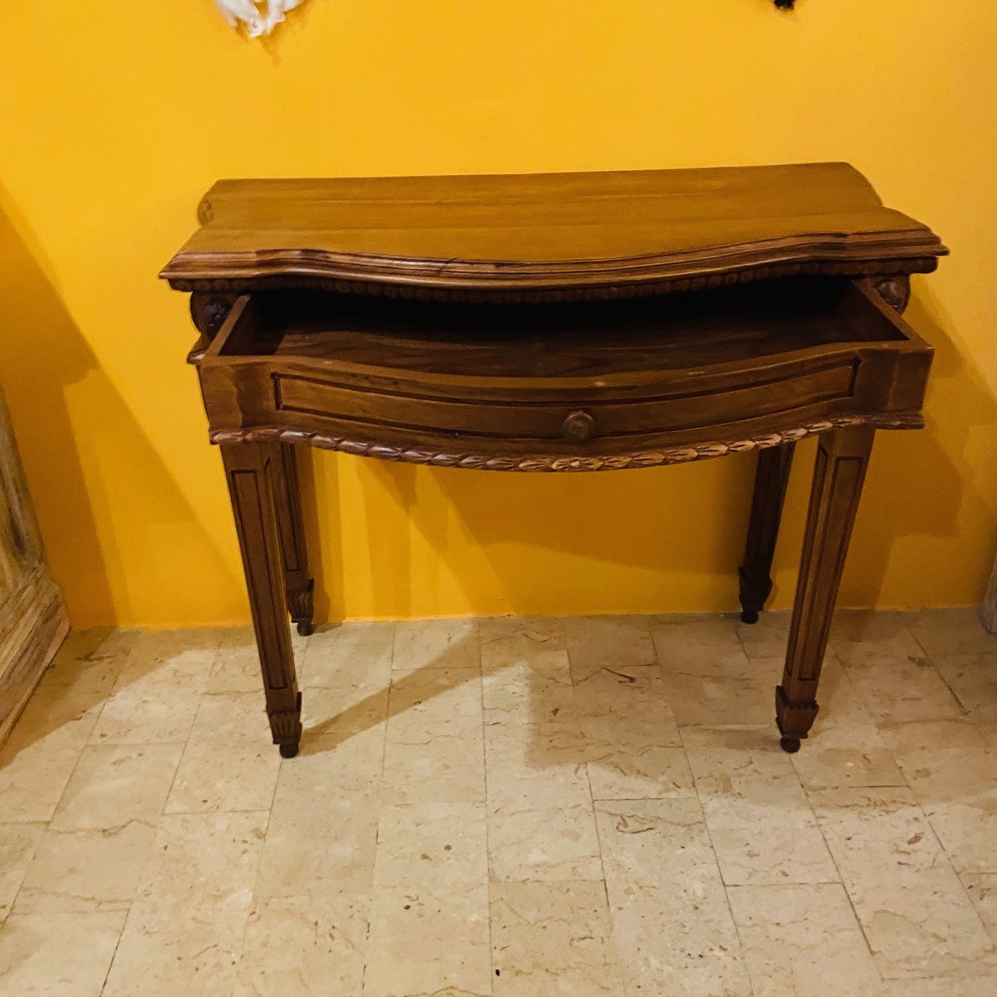 Scrivania Etnica Legno Teak Scrittoio Coloniale
