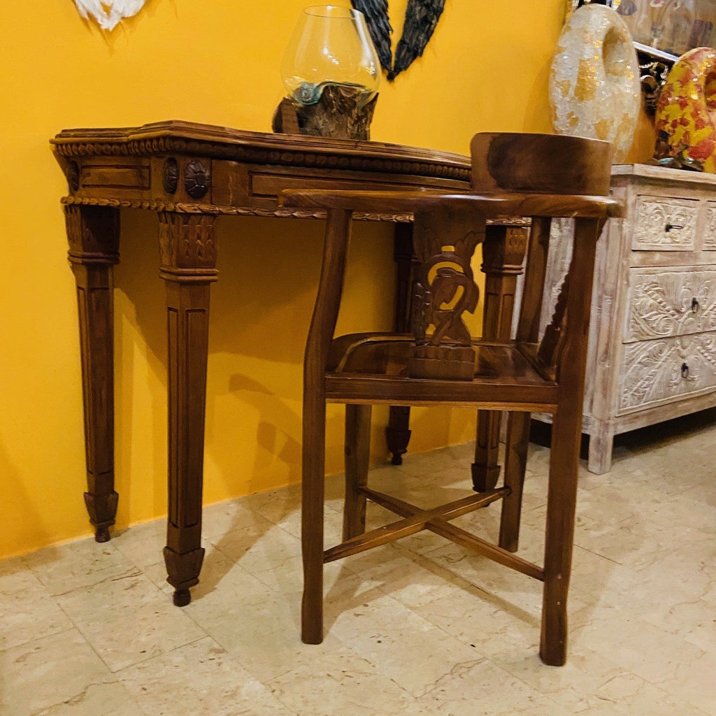 Scrivania Etnica Legno Teak Scrittoio Coloniale - ETNICBAY