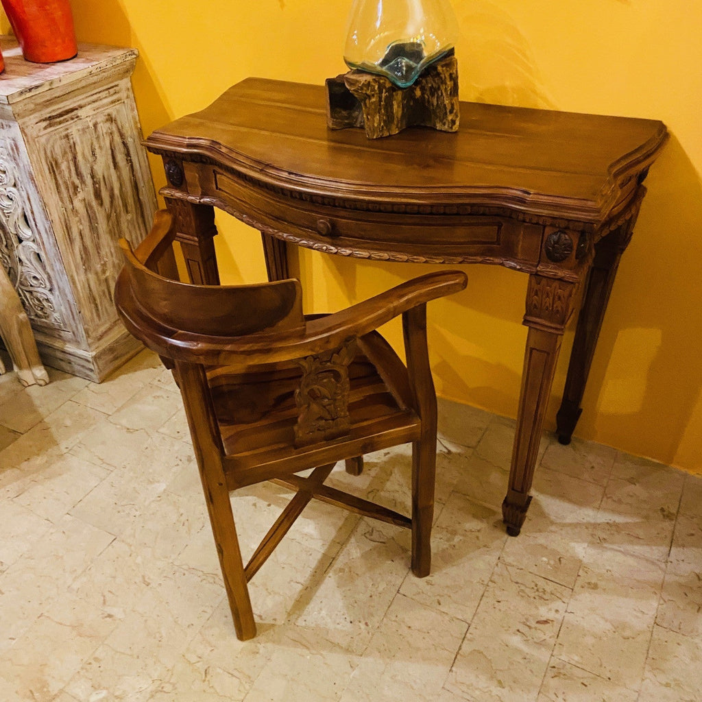 Scrivania Etnica Legno Teak Scrittoio Coloniale - ETNICBAY