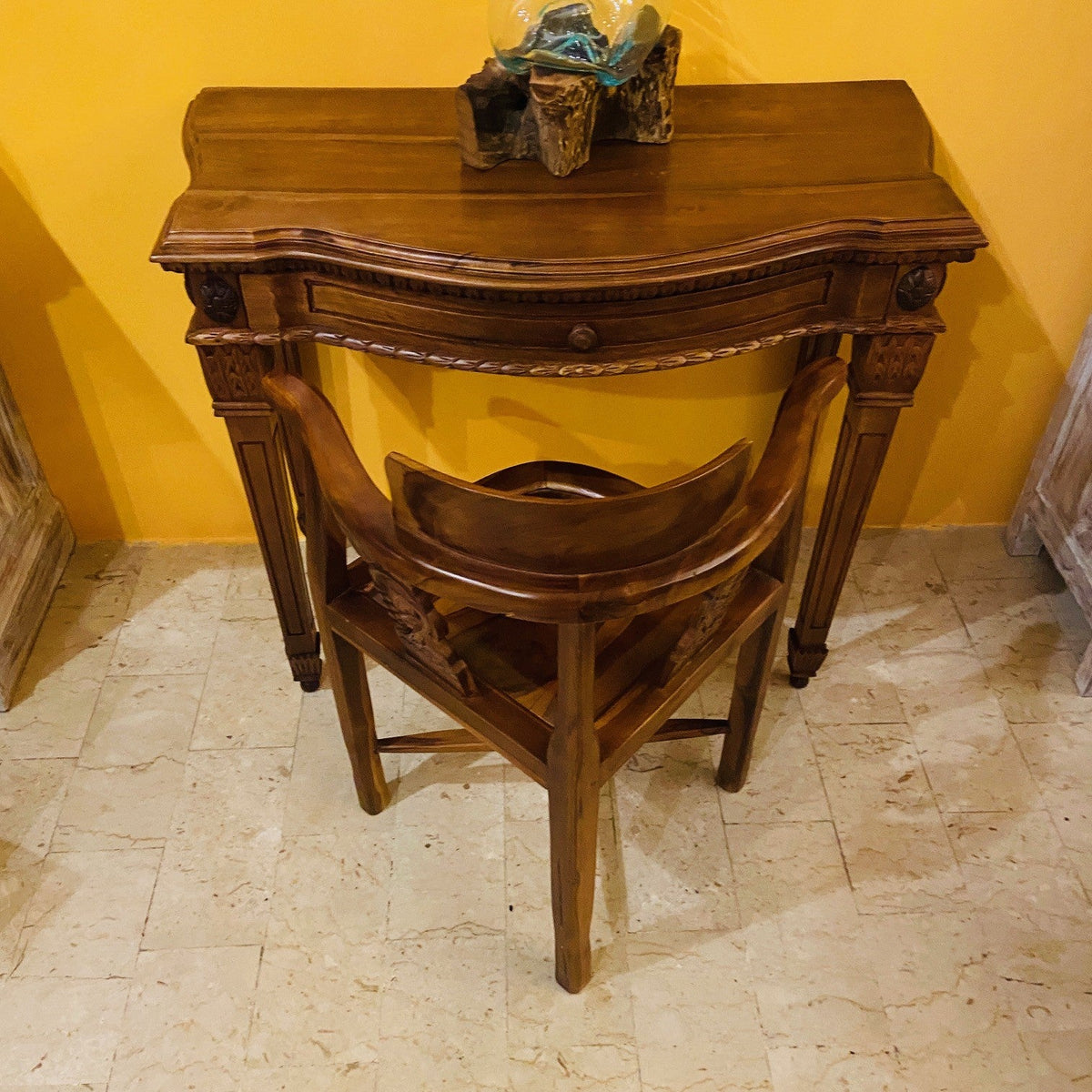 Scrivania Etnica Legno Teak Scrittoio Coloniale - ETNICBAY