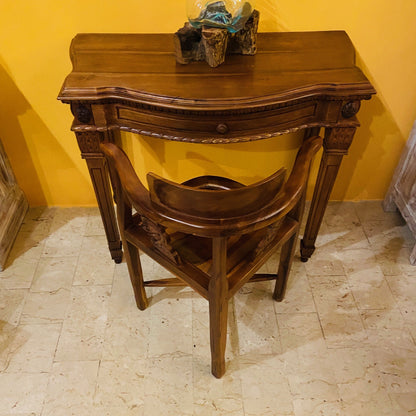 Scrivania Etnica Legno Teak Scrittoio Coloniale