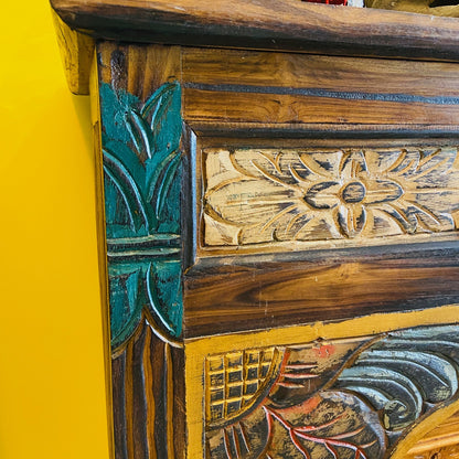 Console ethnique meuble d'entrée en teck massif