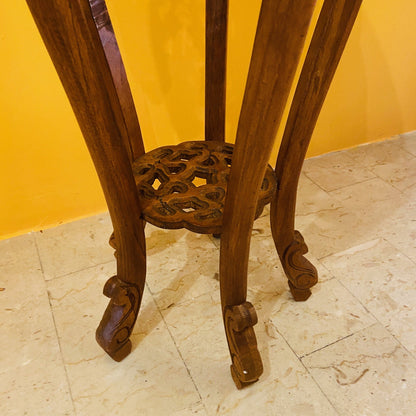 Tabouret piédestal ethnique sculpté en bois déco