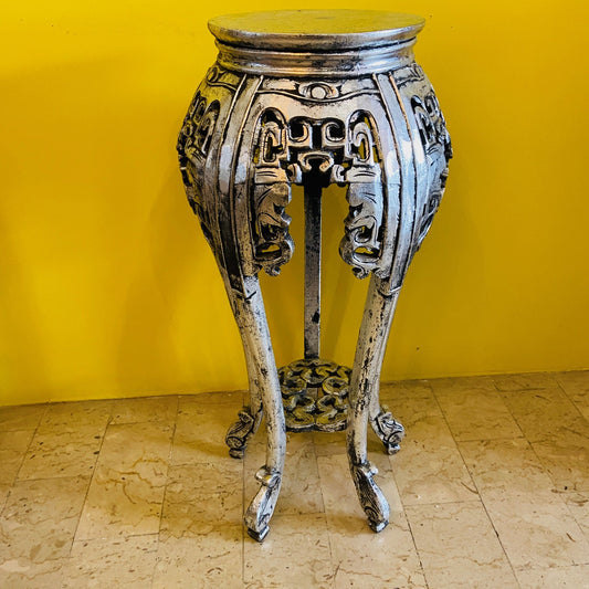 Tabouret piédestal déco en bois sculpté vintage