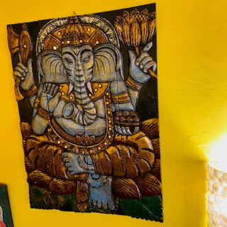 Ganesh Quadro Pannello Legno Arredamento Etnico - ETNICBAY