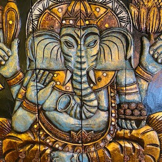 Ganesh Quadro Pannello Legno Arredamento Etnico - ETNICBAY