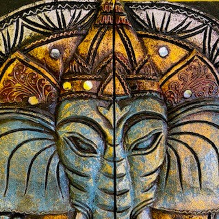 Ganesh Quadro Pannello Legno Arredamento Etnico - ETNICBAY
