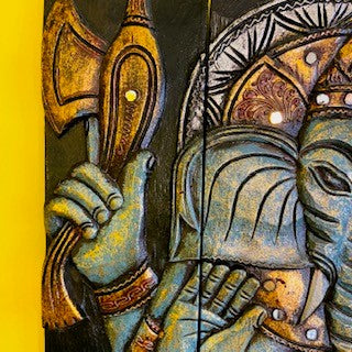 Ganesh Quadro Pannello Legno Arredamento Etnico - ETNICBAY