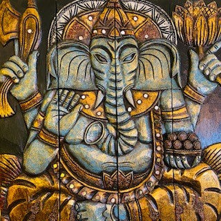 Ganesh Quadro Pannello Legno Arredamento Etnico - ETNICBAY