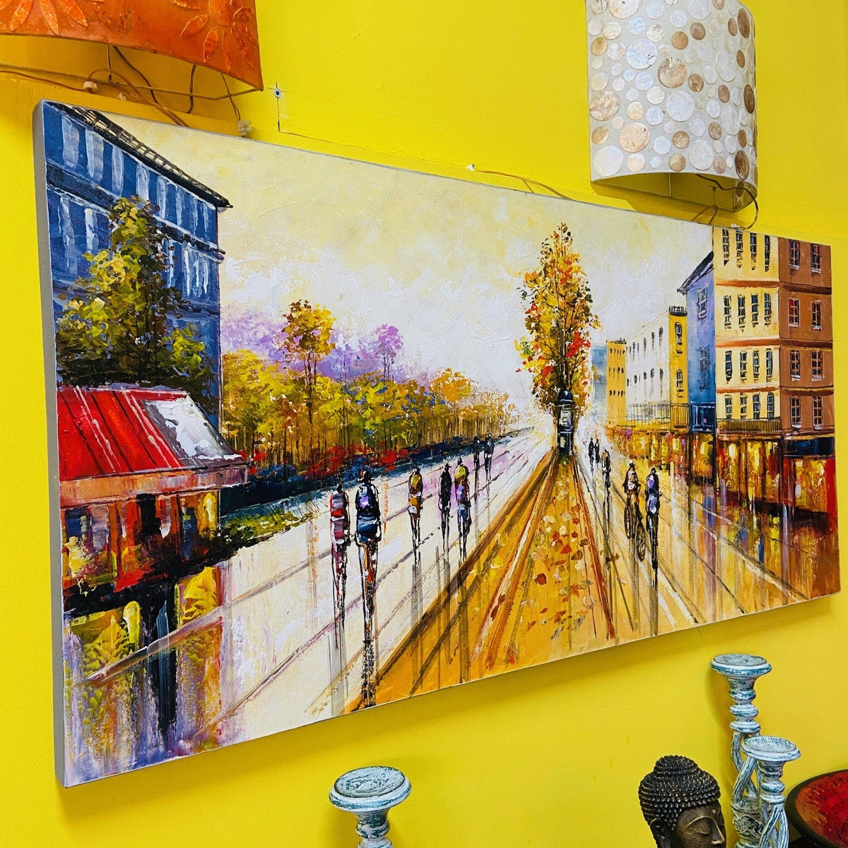Quadro paesaggio Amsterdam dipinto artigianale - ETNICBAY