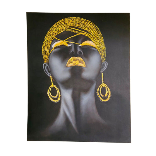Peinture ethnique Peinture à l'huile sur toile Femme Or