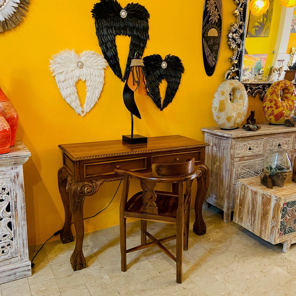 Scrivania e sedia studio vintage stile barocco - ETNICBAY