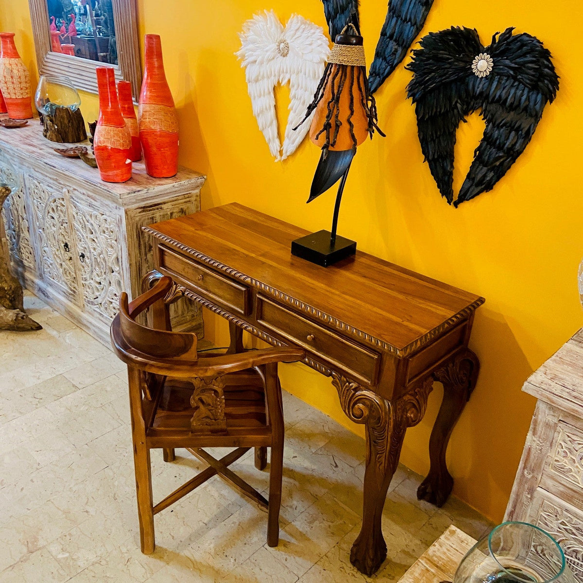 Scrivania e sedia studio vintage stile barocco - ETNICBAY