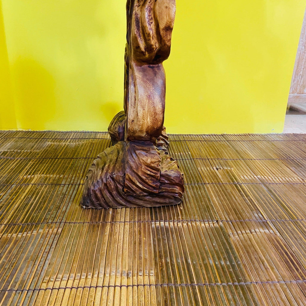 Scultura delfini statua etnica in legno massello - ETNICBAY