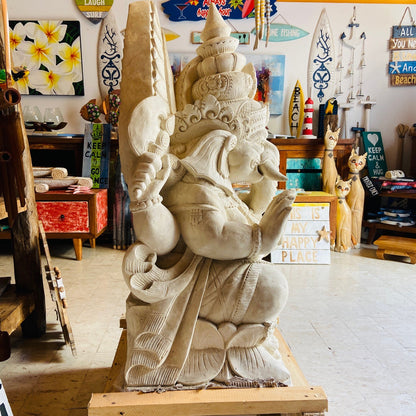 Scultura Ganesh Statua Pietra Viva Divinità Indu