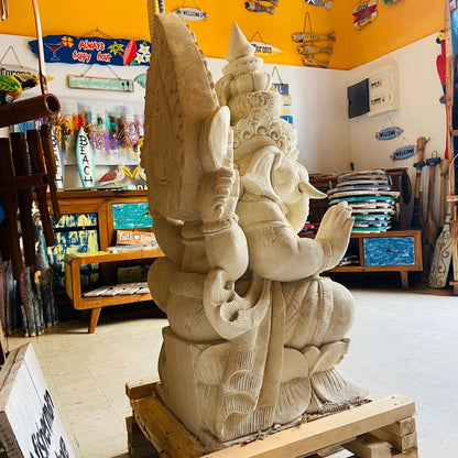 Scultura Ganesh Statua Pietra Viva Divinità Indu