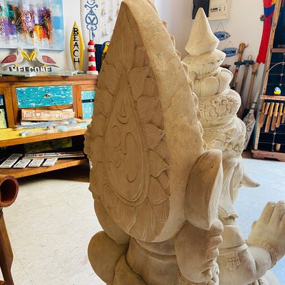 Scultura Ganesh Statua Pietra Viva Divinità Indu