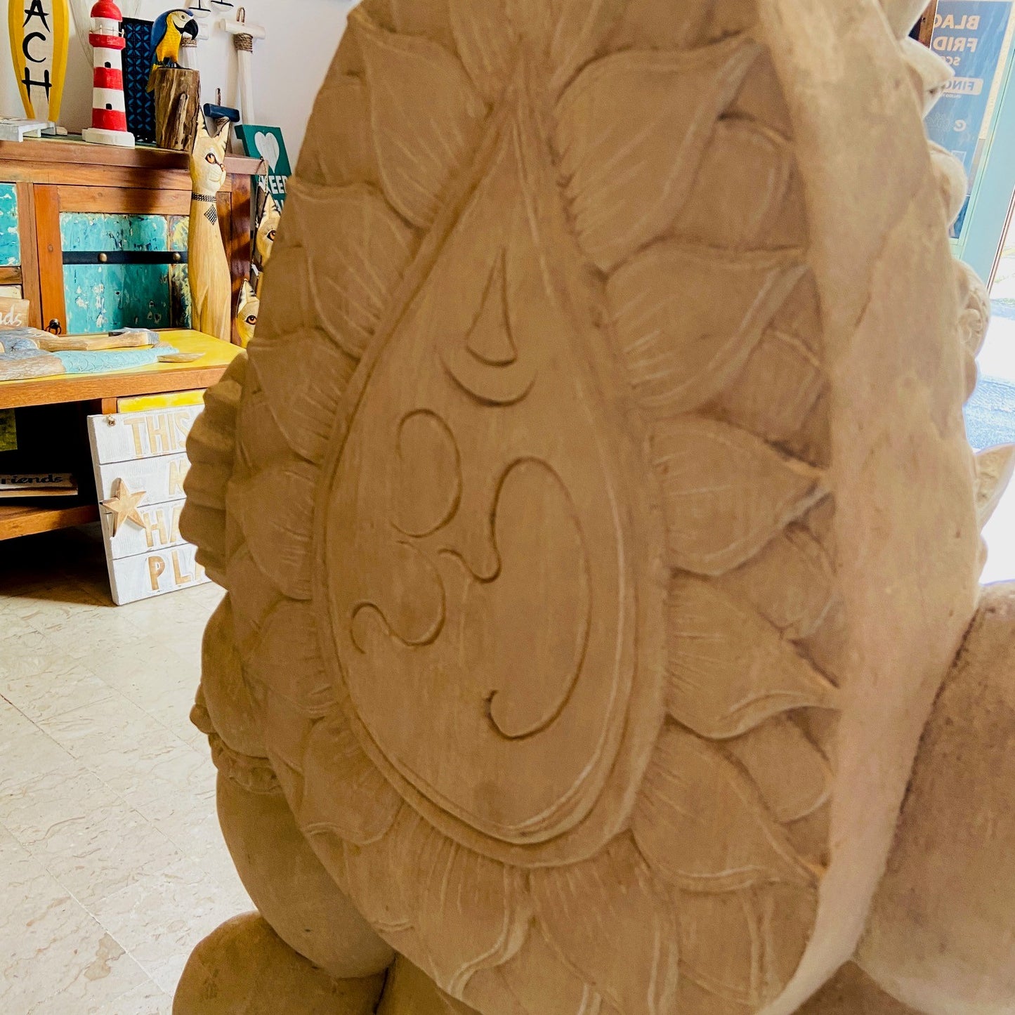 Scultura Ganesh Statua Pietra Viva Divinità Indu
