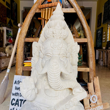 Scultura Ganesh Statua Pietra Viva Divinità Indu