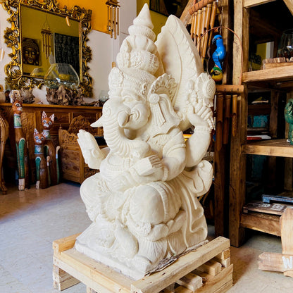 Scultura Ganesh Statua Pietra Viva Divinità Indu